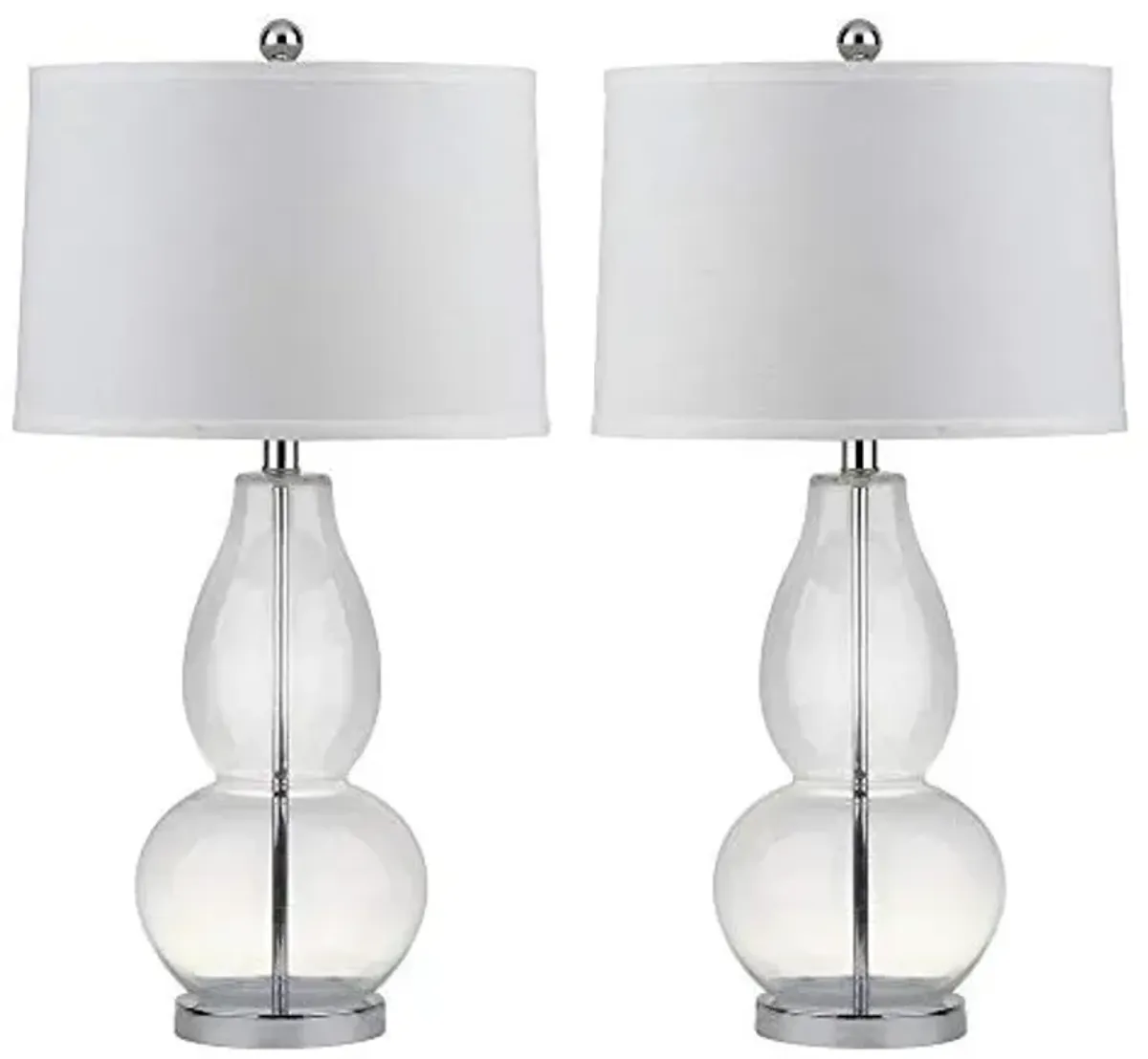 SAFAVIEH Lighting Collection Mercurio Crackle Glass Double Gourd 29-inch Bedroom Living Room Home Office Desk Nightstand Table Lamp Set of 2 (LED Bulbs Included)