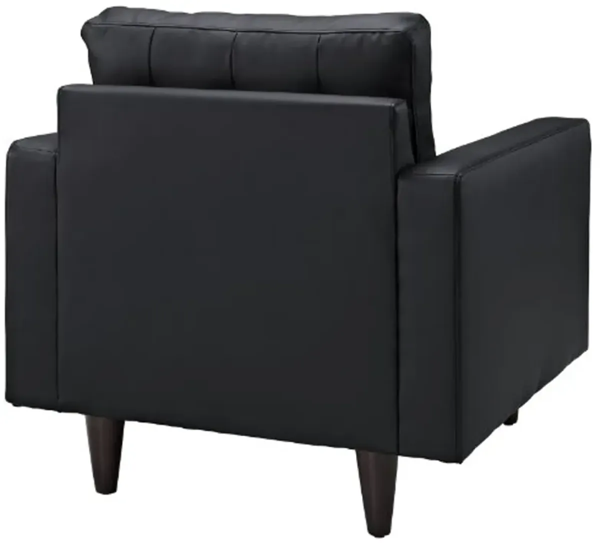 Modway Empress Mid-Century Modern Upholstered Leather Two Armchair Set Black