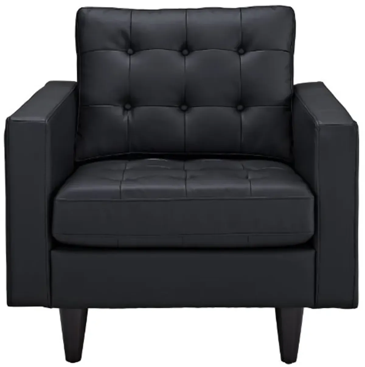 Modway Empress Mid-Century Modern Upholstered Leather Two Armchair Set Black