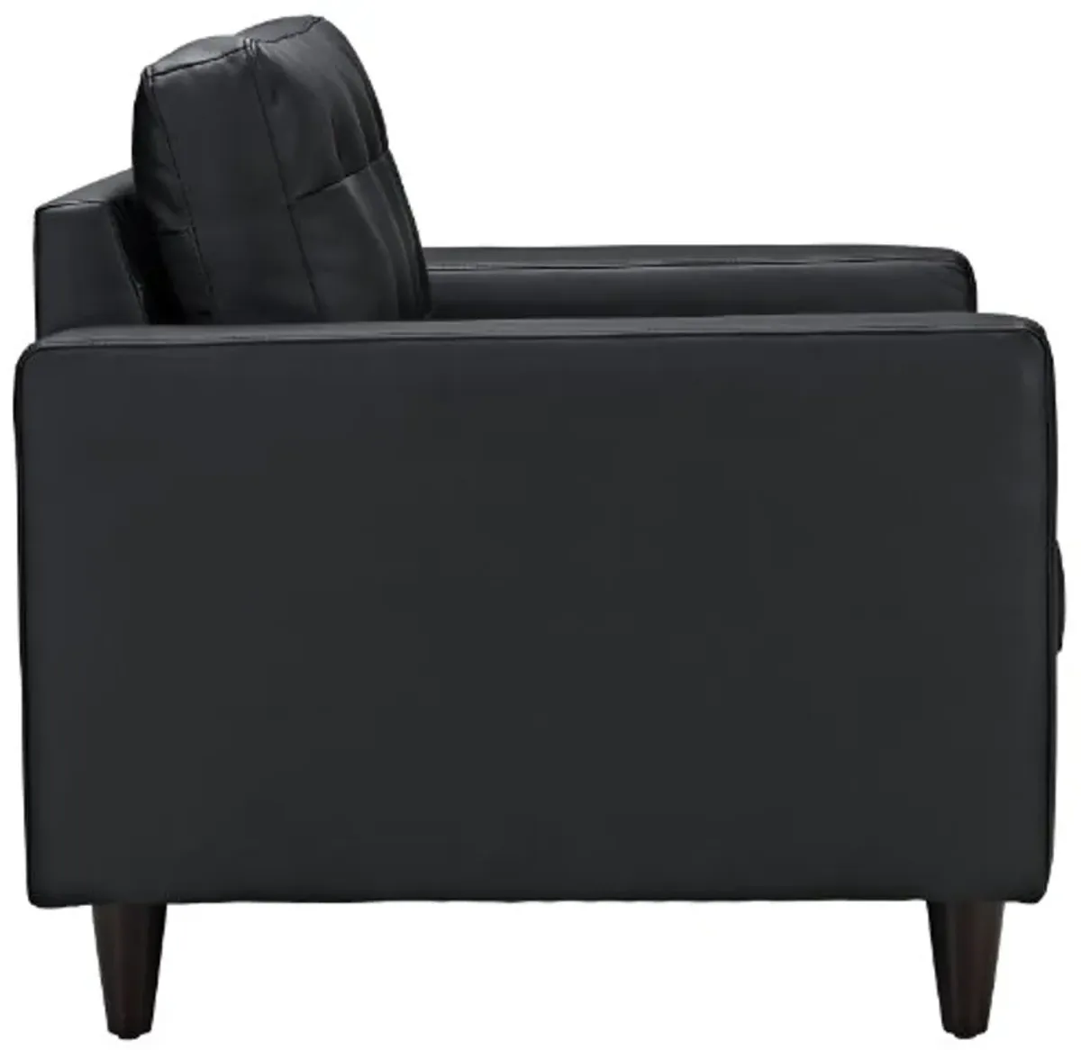 Modway Empress Mid-Century Modern Upholstered Leather Two Armchair Set Black