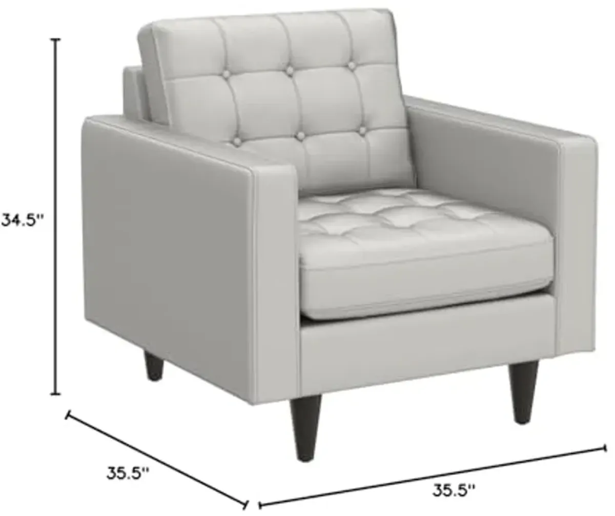 Modway Empress Mid-Century Modern Upholstered Leather Two Armchair Set White