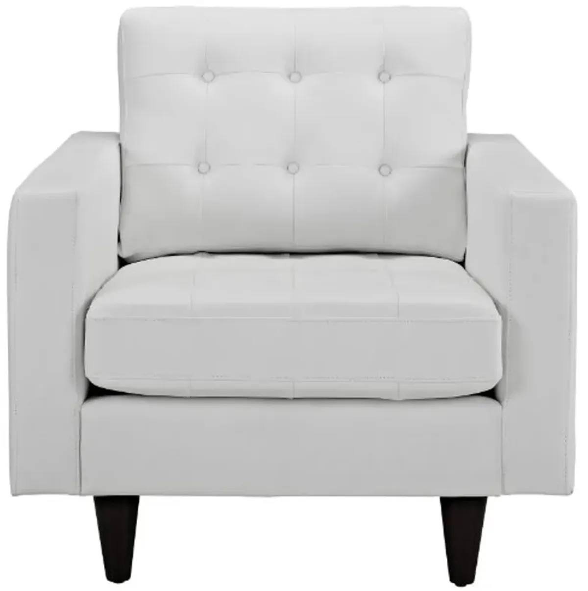 Modway Empress Mid-Century Modern Upholstered Leather Two Armchair Set White