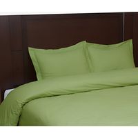 Tribeca Living Egyptian Cotton Percale Solid Duvet Cover Set, Queen, Green