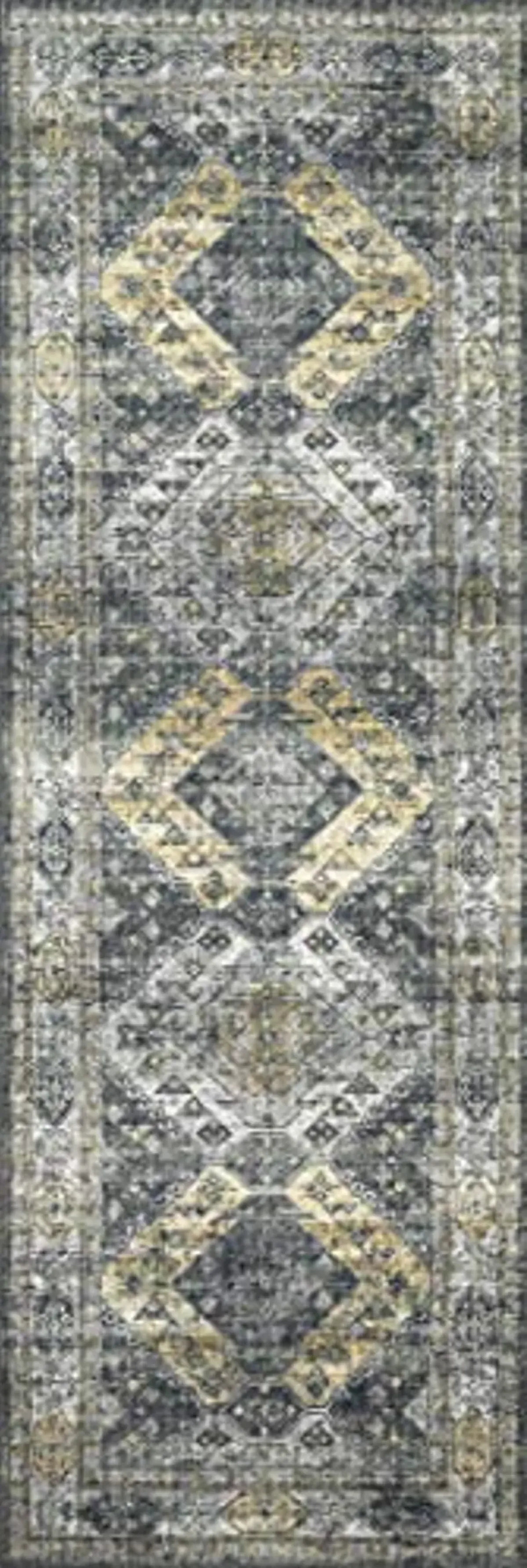 Loloi Skye Collection 2'-6" x 7'-6" Runner Rug in Graphite / Silver - Soft Thick Area Rug, Vintage Inspired Distressed Area Rug, Non-Shedding Rug for Living Room, Bedroom, Dining Area