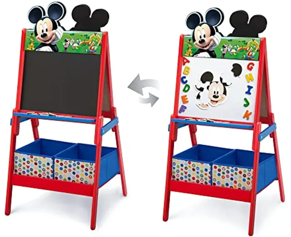 Delta Children Wooden Double-Sided Easel with Storage - Greenguard Gold Certified, Disney Mickey Mouse