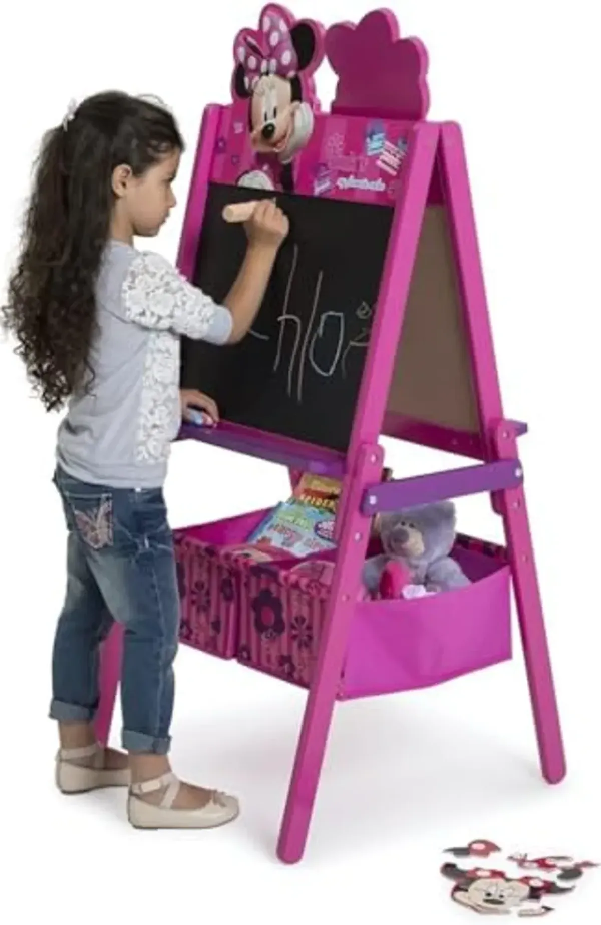 Delta Children Wooden Double-Sided Kids Easel with Storage -Ideal for Arts & Crafts, Homeschooling and More, Disney Minnie Mouse - Greenguard Gold Certified, Drawing