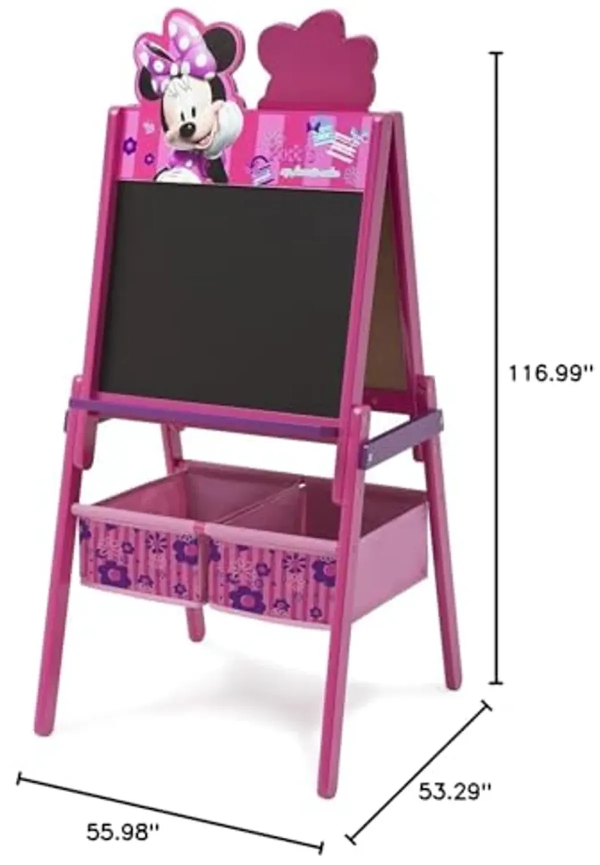 Delta Children Wooden Double-Sided Kids Easel with Storage -Ideal for Arts & Crafts, Homeschooling and More, Disney Minnie Mouse - Greenguard Gold Certified, Drawing