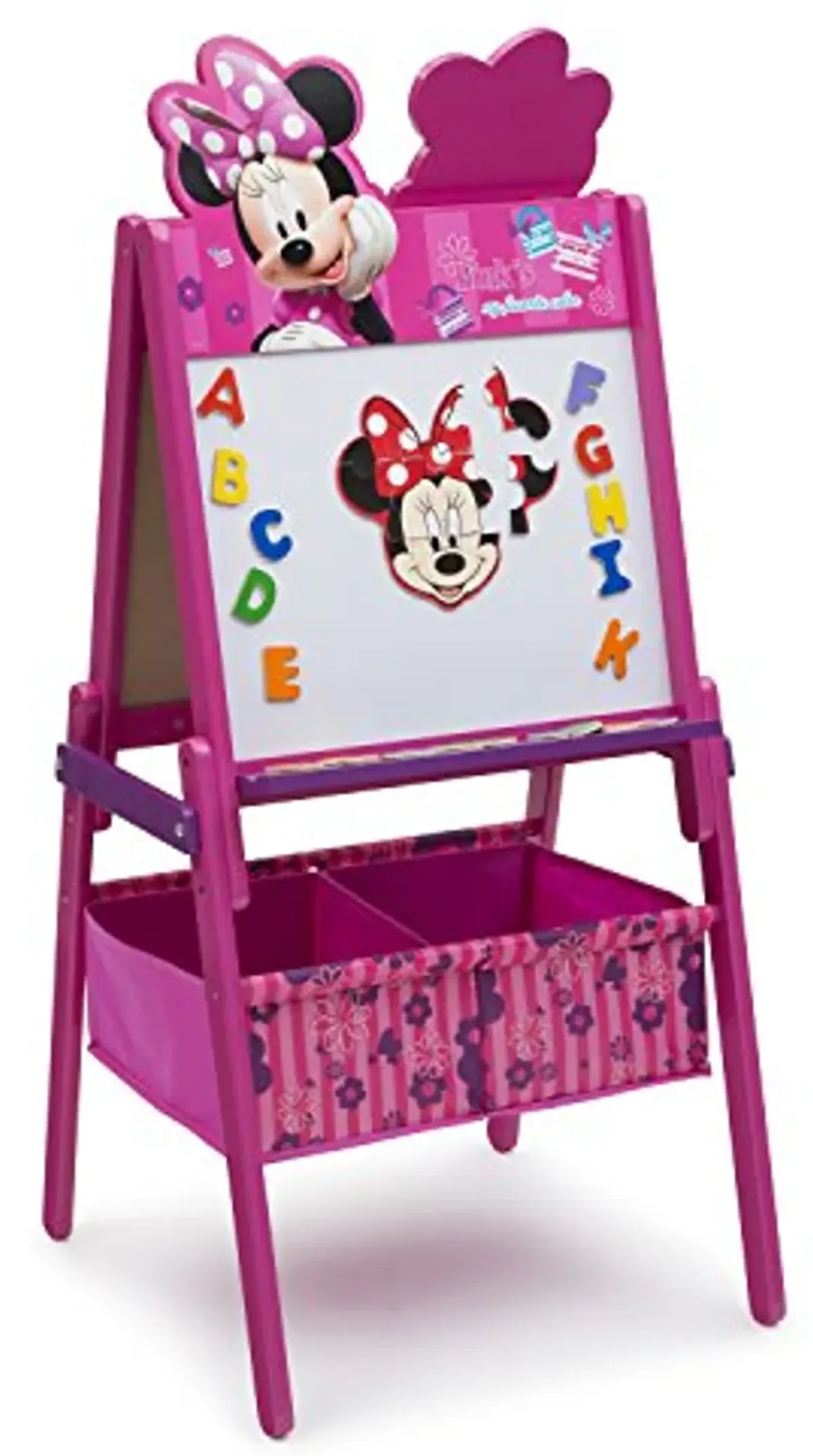 Delta Children Wooden Double-Sided Kids Easel with Storage -Ideal for Arts & Crafts, Homeschooling and More, Disney Minnie Mouse - Greenguard Gold Certified, Drawing