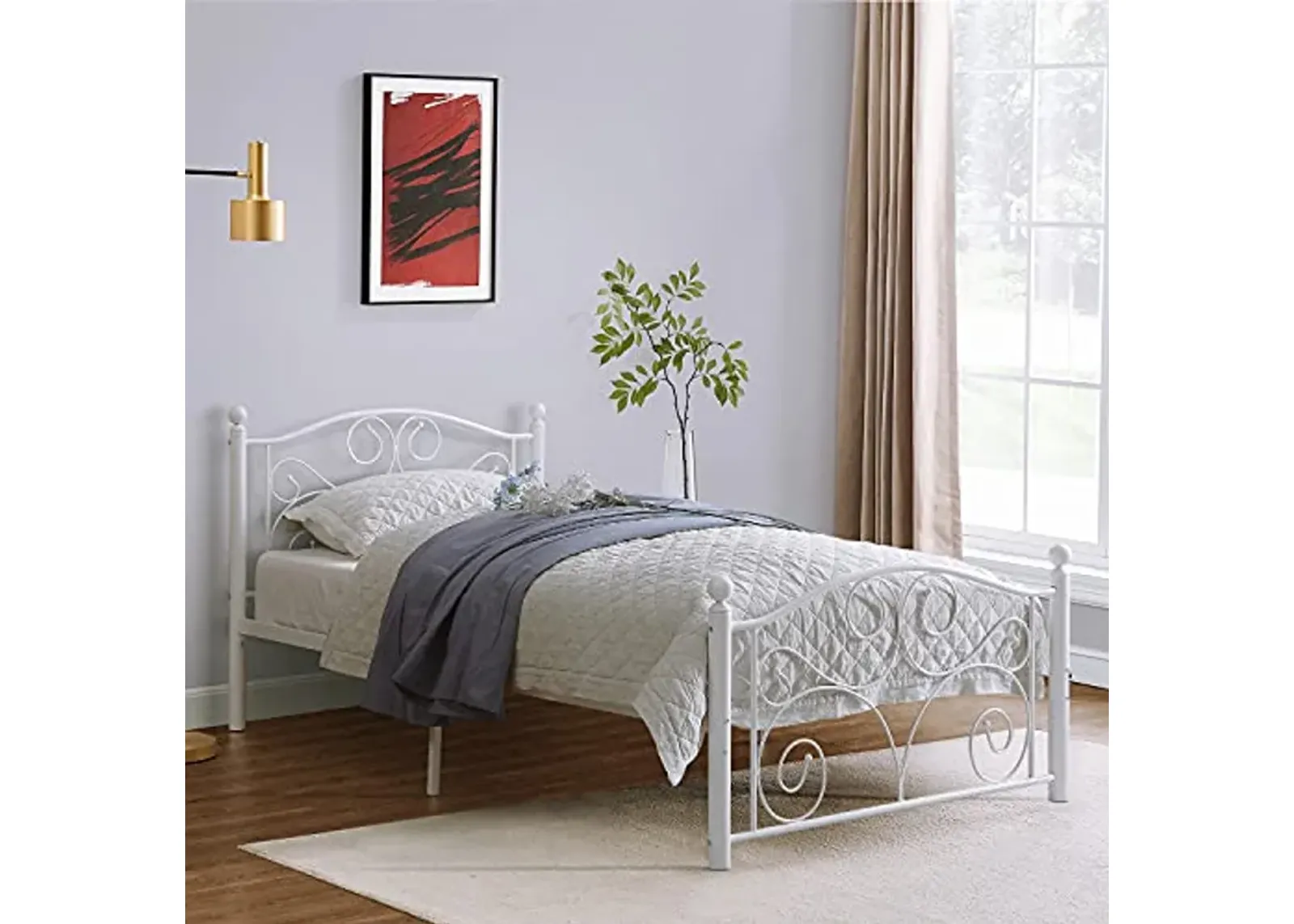 Homelegance Pallina Metal Platform Bed, Twin, White