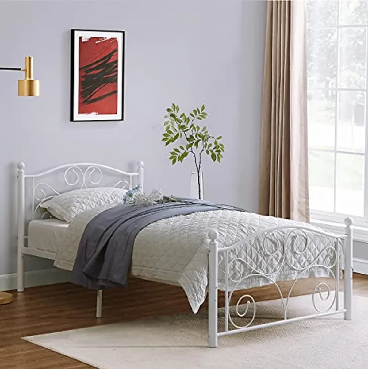 Homelegance Pallina Metal Platform Bed, Twin, White