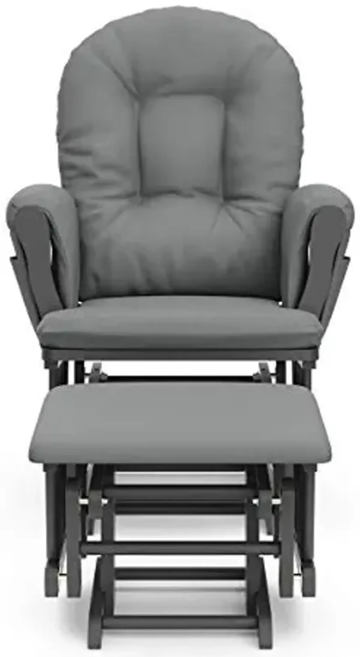 Storkcraft Premium Hoop Glider & Ottoman (Gray/Gray) — GREENGUARD Gold Certified Nursery Glider, Solid Wood Craftsmanship, Smooth-Gliding Nursery Chair and Ottoman, Award-Winning