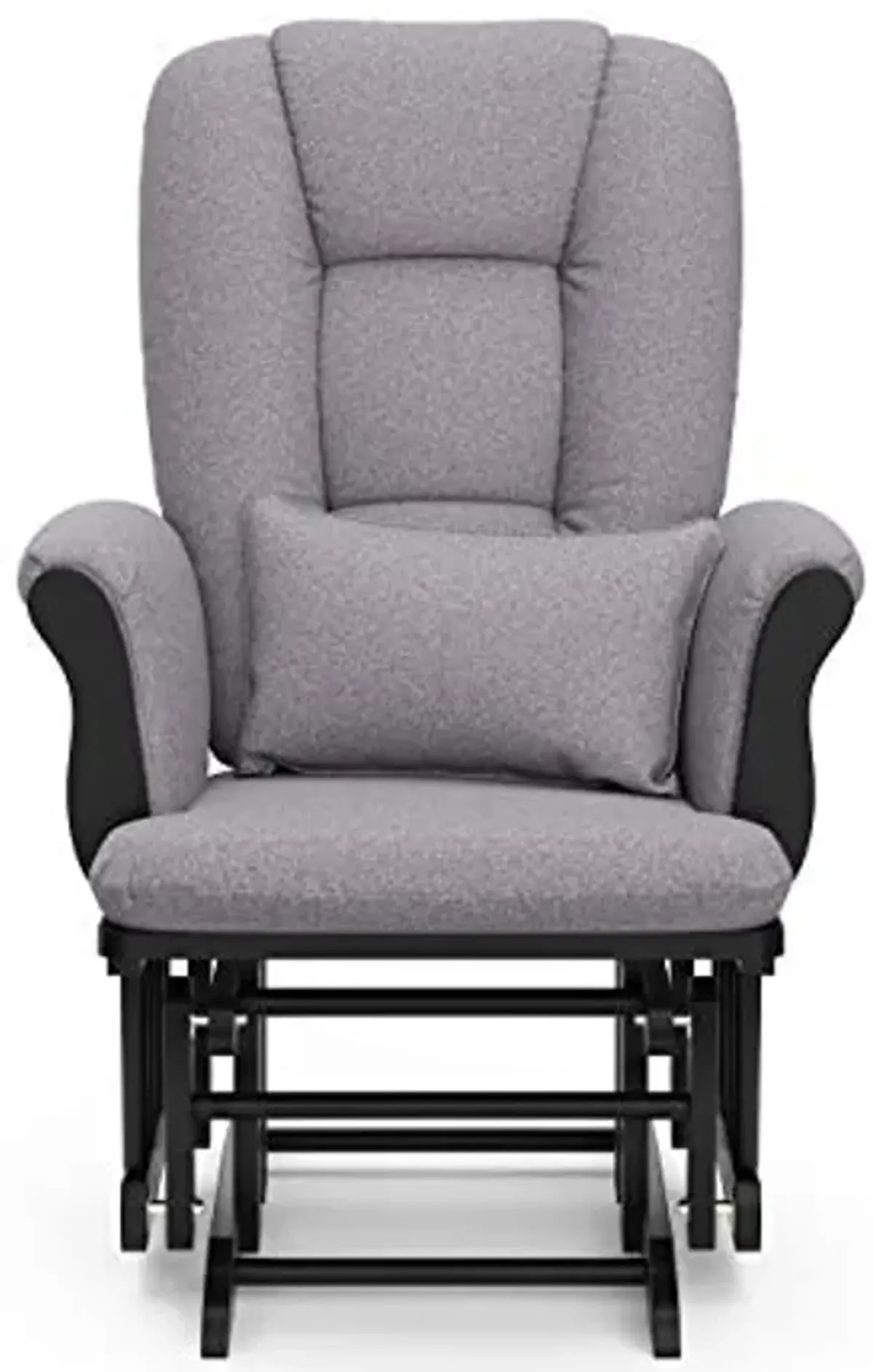 Storkcraft Tuscany Custom Glider and Ottoman with Free Lumbar Pillow (Black/Slate Gray Swirl) - Cleanable Upholstered Comfort Rocking Nursery Chair with Ottoman