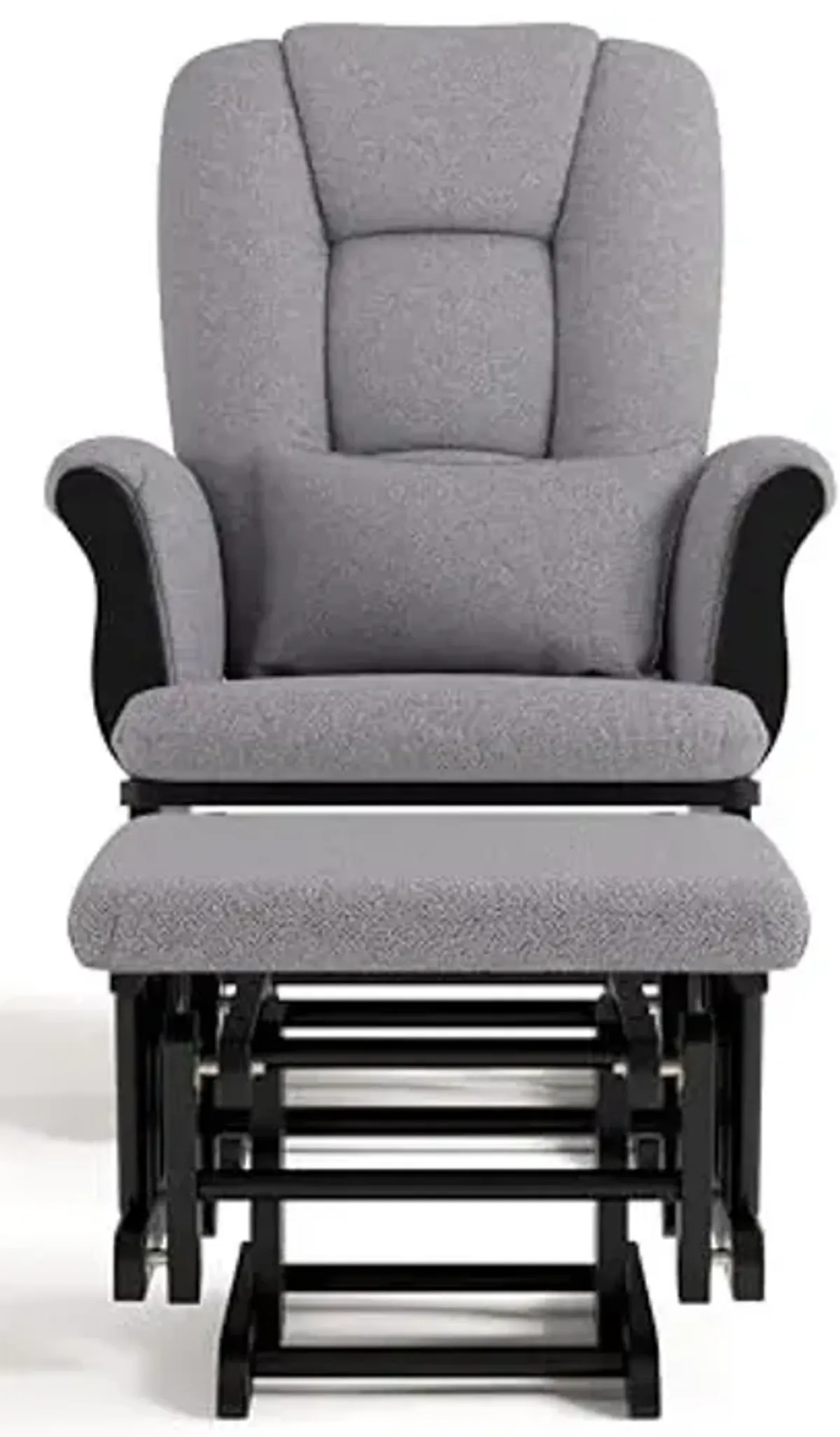 Storkcraft Tuscany Custom Glider and Ottoman with Free Lumbar Pillow (Black/Slate Gray Swirl) - Cleanable Upholstered Comfort Rocking Nursery Chair with Ottoman
