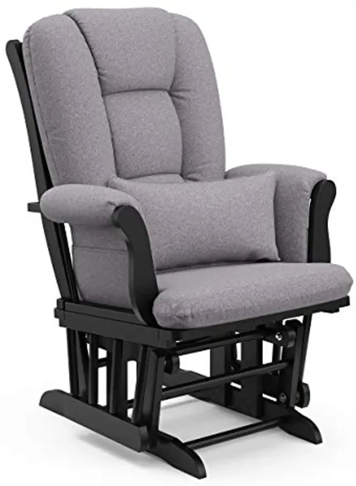 Storkcraft Tuscany Custom Glider and Ottoman with Free Lumbar Pillow (Black/Slate Gray Swirl) - Cleanable Upholstered Comfort Rocking Nursery Chair with Ottoman