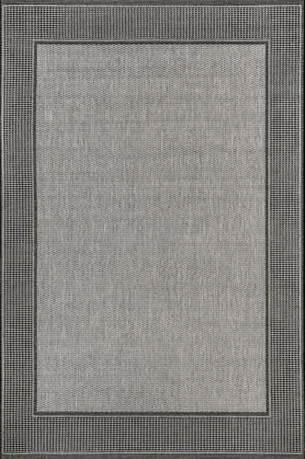 Nuloom Outdoor Performance Gris Grey/Black, 6'3" x 9'2", Solid, Soft and Cozy, High Traffic, Stain Resistant, Easy Clean, Durable Area Rug for Indoor/Outdoor Patio, Deck, Porch, Garden, Courtyard