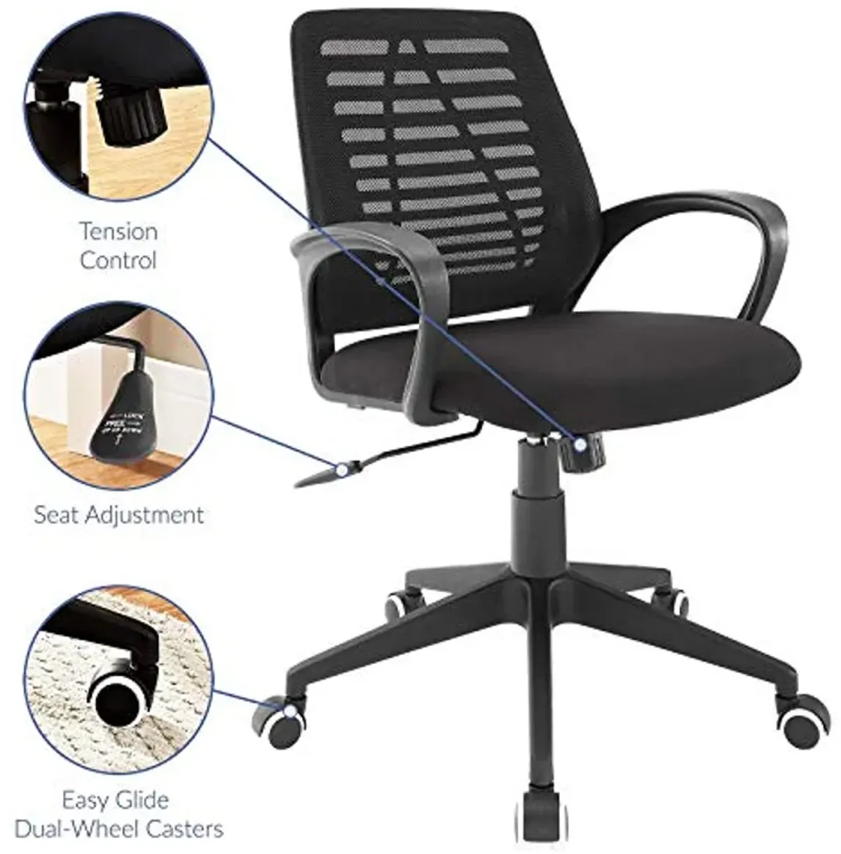 Modway Ardor Mesh Ergonomic Computer Desk Office Chair in Black