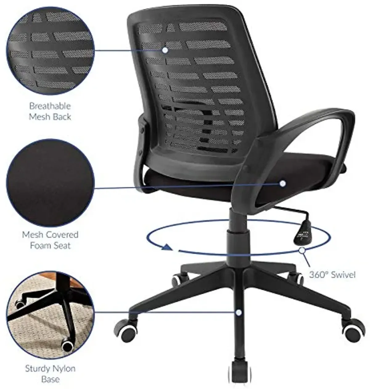 Modway Ardor Mesh Ergonomic Computer Desk Office Chair in Black