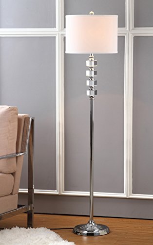 SAFAVIEH Lighting Collection Lombard Street Clear Crystal/ Chrome 60-inch Living Room Bedroom Home Office Standing Floor Lamp (LED Bulb Included)