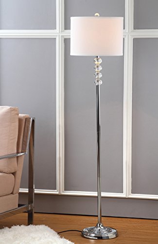 SAFAVIEH Lighting Collection Vendome Clear Crystal/ Chrome 60-inch Living Room Bedroom Home Office Standing Floor Lamp (LED Bulb Included)