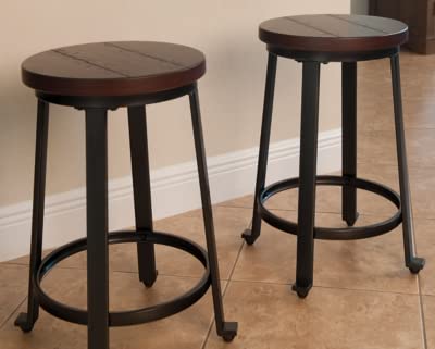 Signature Design by Ashley Challiman 23.5" Counter Height Bar Stool, 2 Count, Rustic Brown