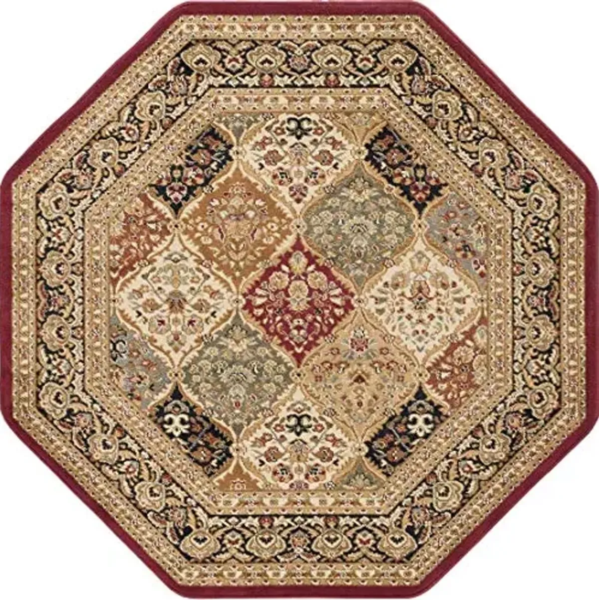 Princeton Traditional Oriental Red Octagon Area Rug, 5' Octagon