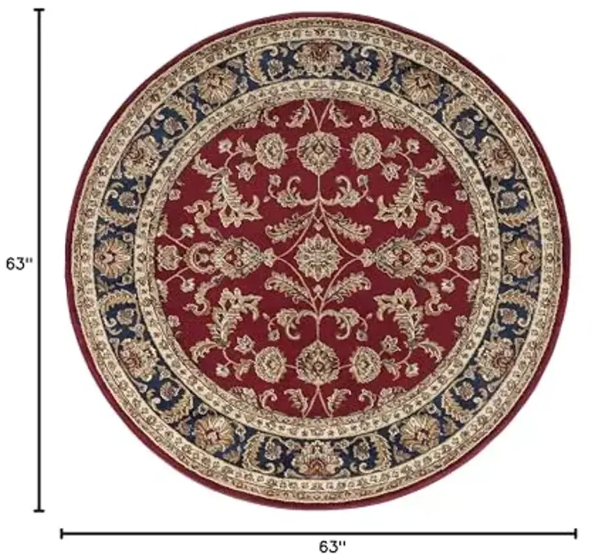 Sariya Transitional Oriental Red Round Area Rug, 5' Round