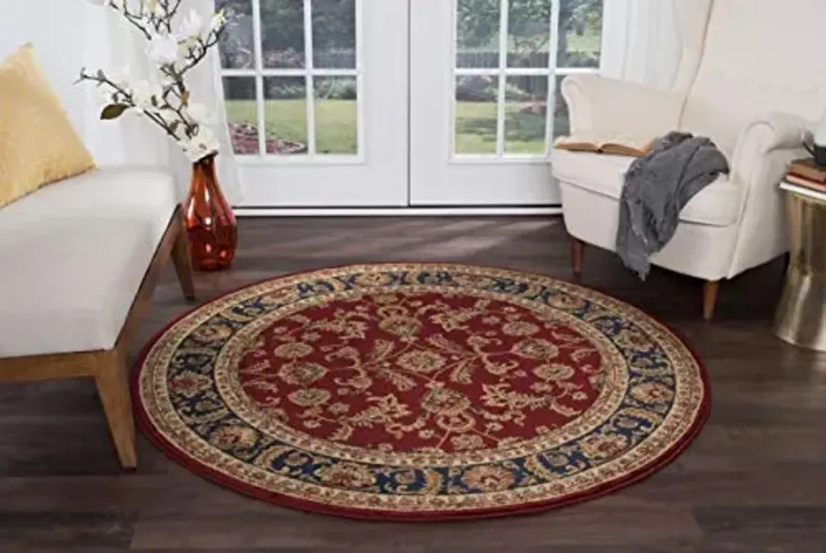 Sariya Transitional Oriental Red Round Area Rug, 5' Round