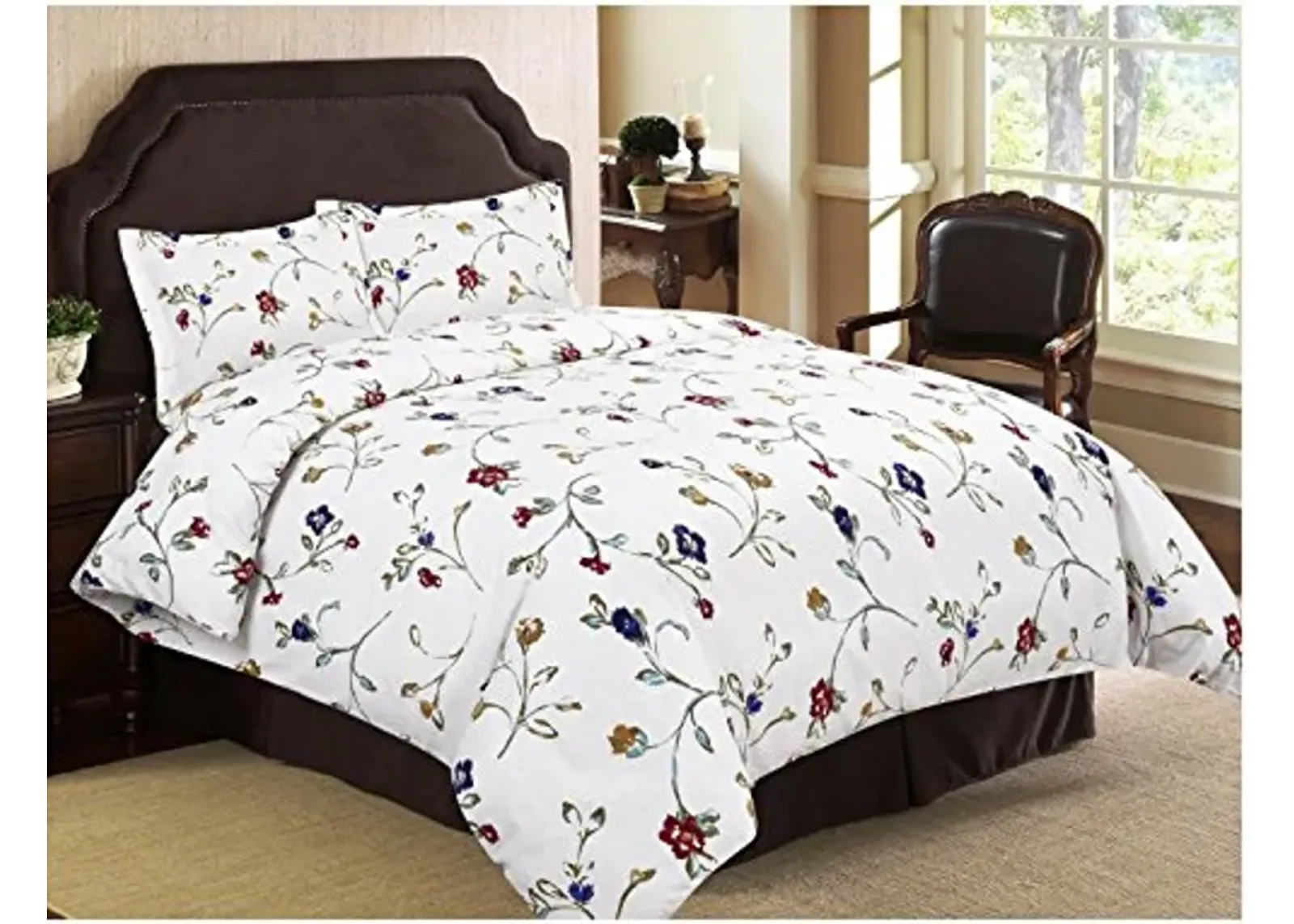 Tribeca Living Flannel Floral Garden Printed 170 GSM Duvet Cover Set, Queen Multicolored, TLFLFG170DSQU