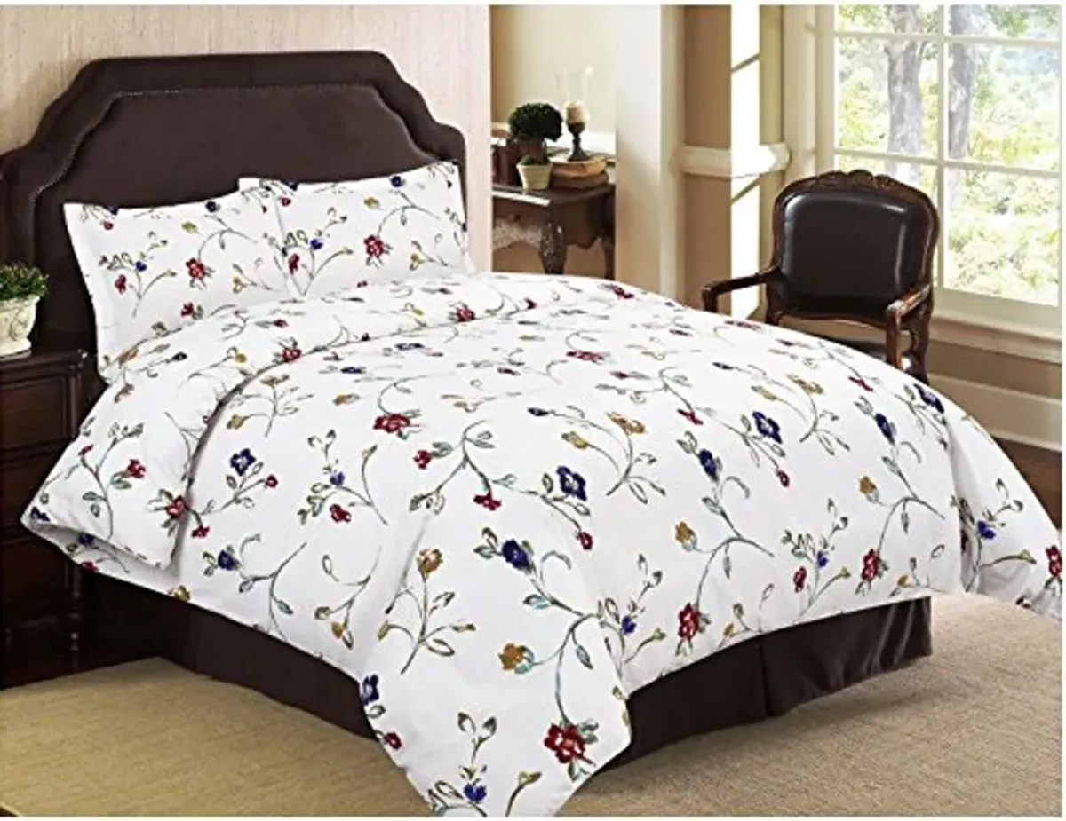 Tribeca Living Flannel Floral Garden Printed 170 GSM Duvet Cover Set, Queen Multicolored, TLFLFG170DSQU