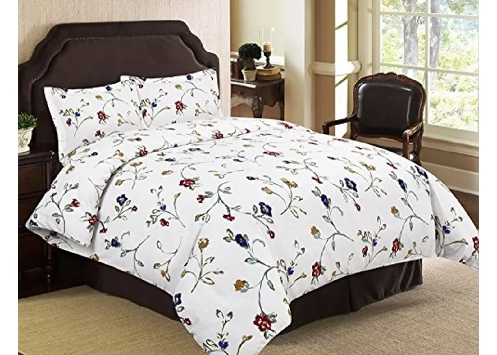 Tribeca Living Flannel Floral Garden Printed 170 GSM Duvet Cover Set, King/California King Multicolored, TLFLFG170DSKI