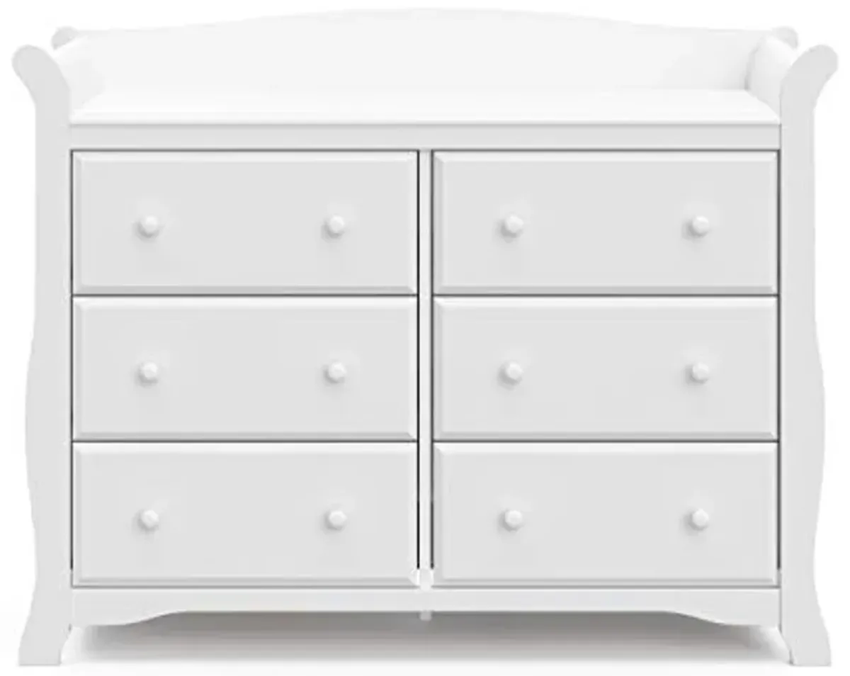 Storkcraft Avalon 6 Drawer Double Dresser (White) – Dresser for Kids Bedroom, Nursery Dresser Organizer, Chest of Drawers for Bedroom with 6 Drawers, Classic Design for Children’s Bedroom