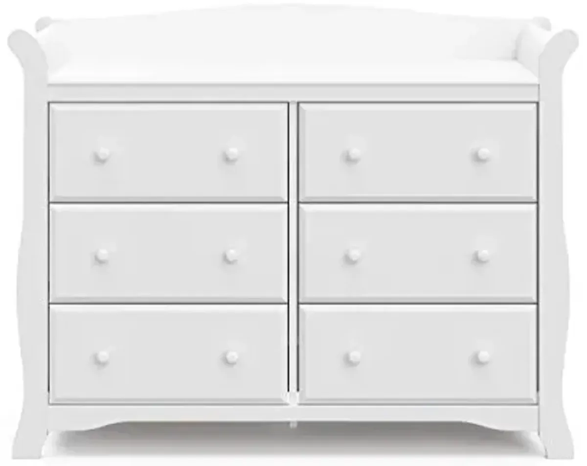 Storkcraft Avalon 6 Drawer Double Dresser (White) – Dresser for Kids Bedroom, Nursery Dresser Organizer, Chest of Drawers for Bedroom with 6 Drawers, Classic Design for Children’s Bedroom