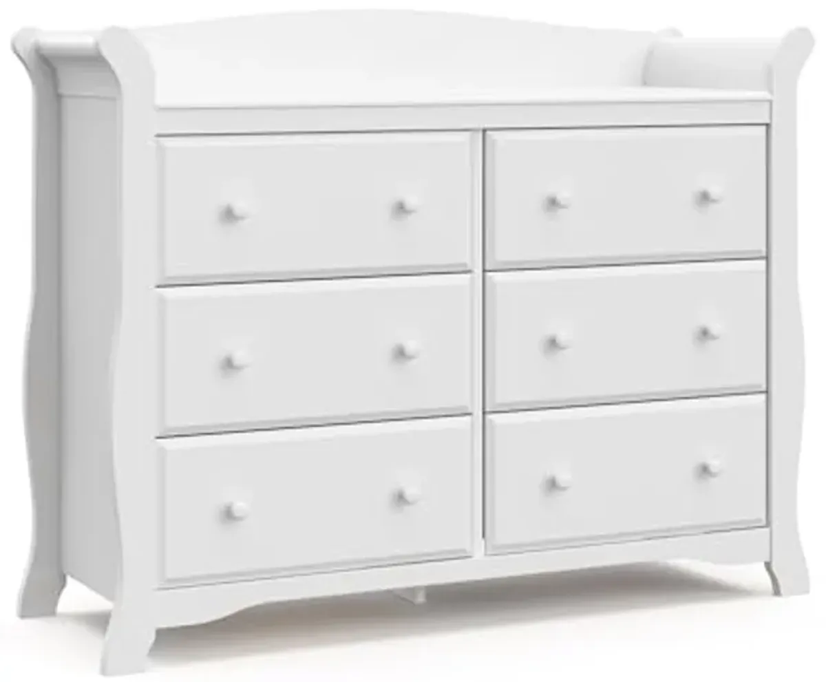 Storkcraft Avalon 6 Drawer Double Dresser (White) – Dresser for Kids Bedroom, Nursery Dresser Organizer, Chest of Drawers for Bedroom with 6 Drawers, Classic Design for Children’s Bedroom