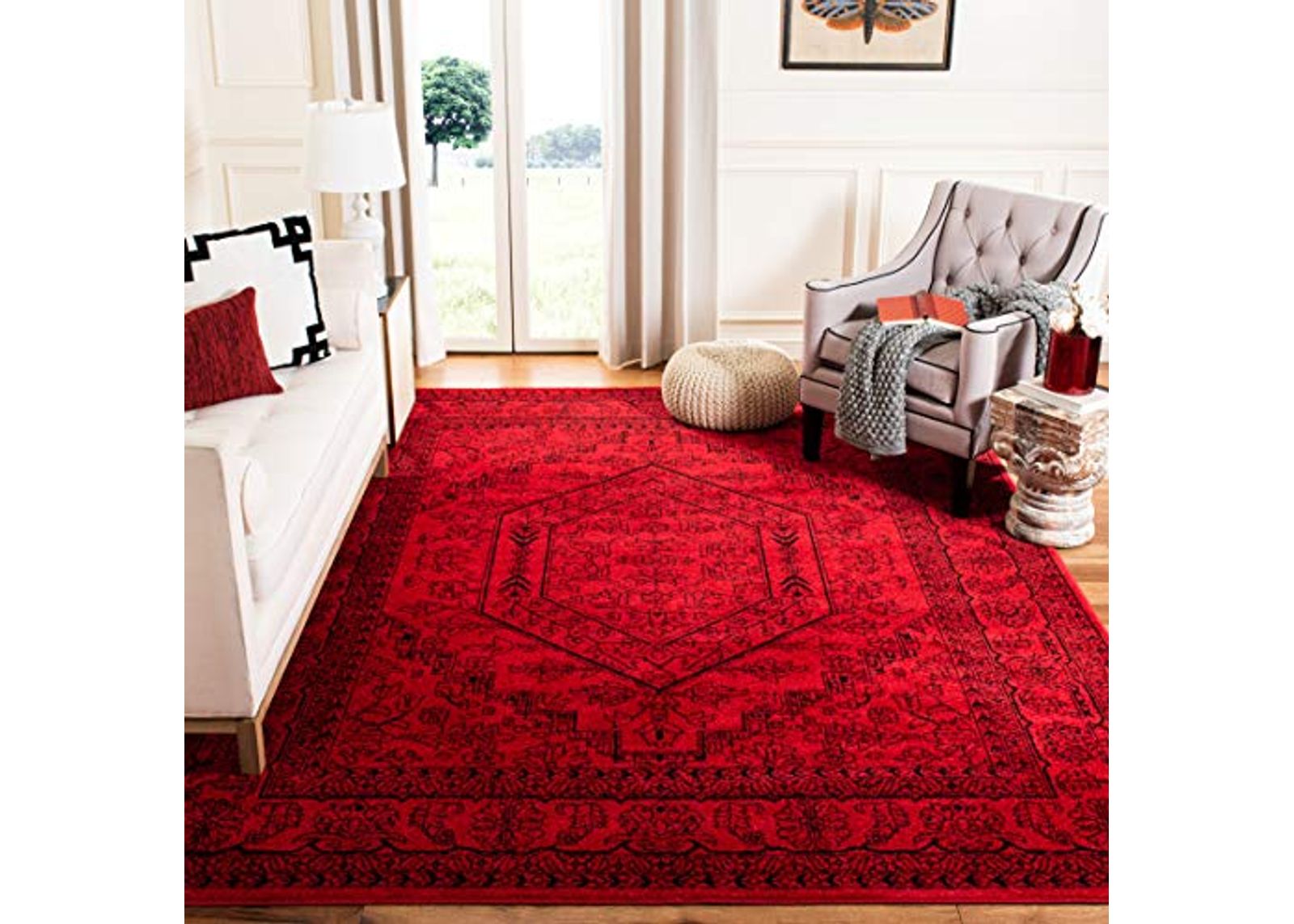 SAFAVIEH Adirondack Collection Area Rug - 6' x 9', Red & Black, Oriental Medallion Design, Non-Shedding & Easy Care, Ideal for High Traffic Areas in Living Room, Bedroom (ADR108F)