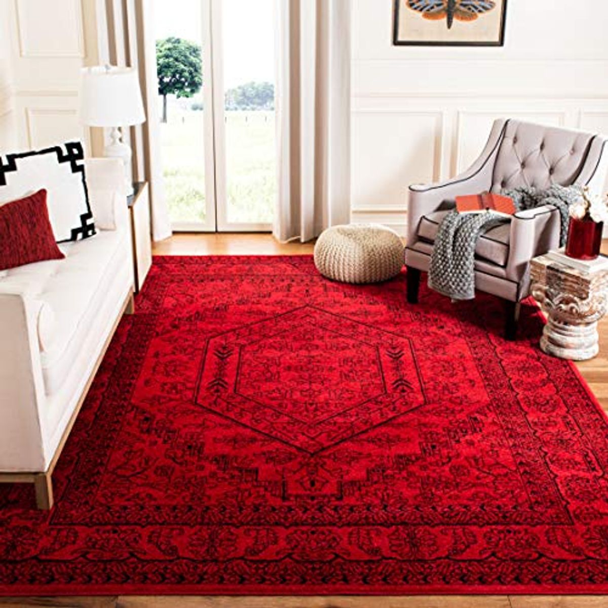 SAFAVIEH Adirondack Collection Area Rug - 6' x 9', Red & Black, Oriental Medallion Design, Non-Shedding & Easy Care, Ideal for High Traffic Areas in Living Room, Bedroom (ADR108F)