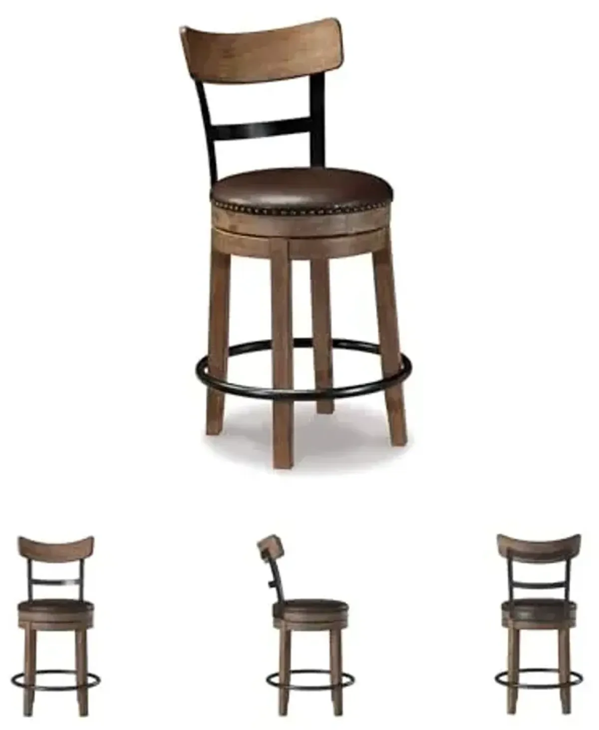 Signature Design by Ashley Pinnadel 24.25" Modern Farmhouse Swivel Counter Height Barstool, Light Brown