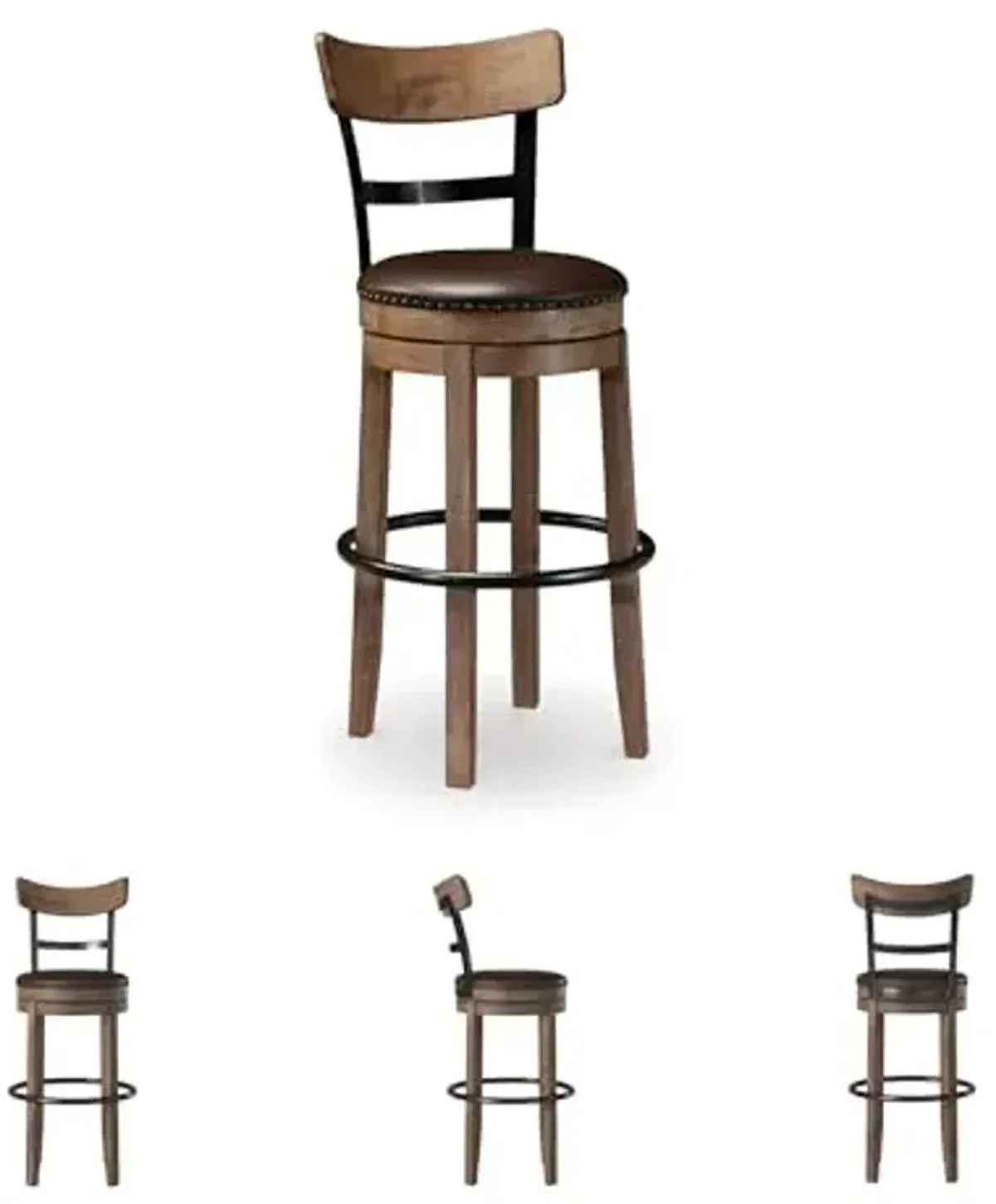 Signature Design by Ashley Pinnadel 30" Modern Swivel Pub Height Barstool, Light Brown, Bar