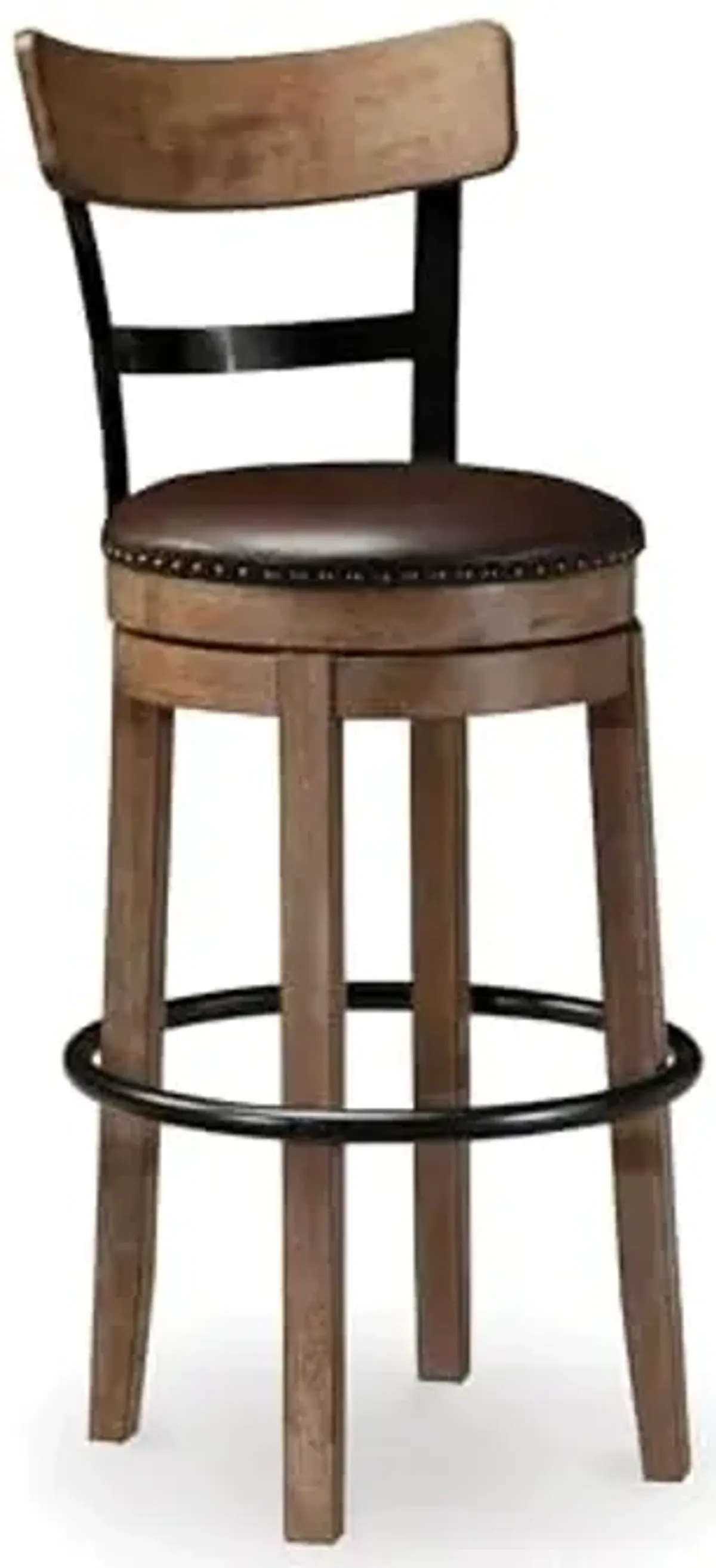 Signature Design by Ashley Pinnadel 30" Modern Swivel Pub Height Barstool, Light Brown, Bar