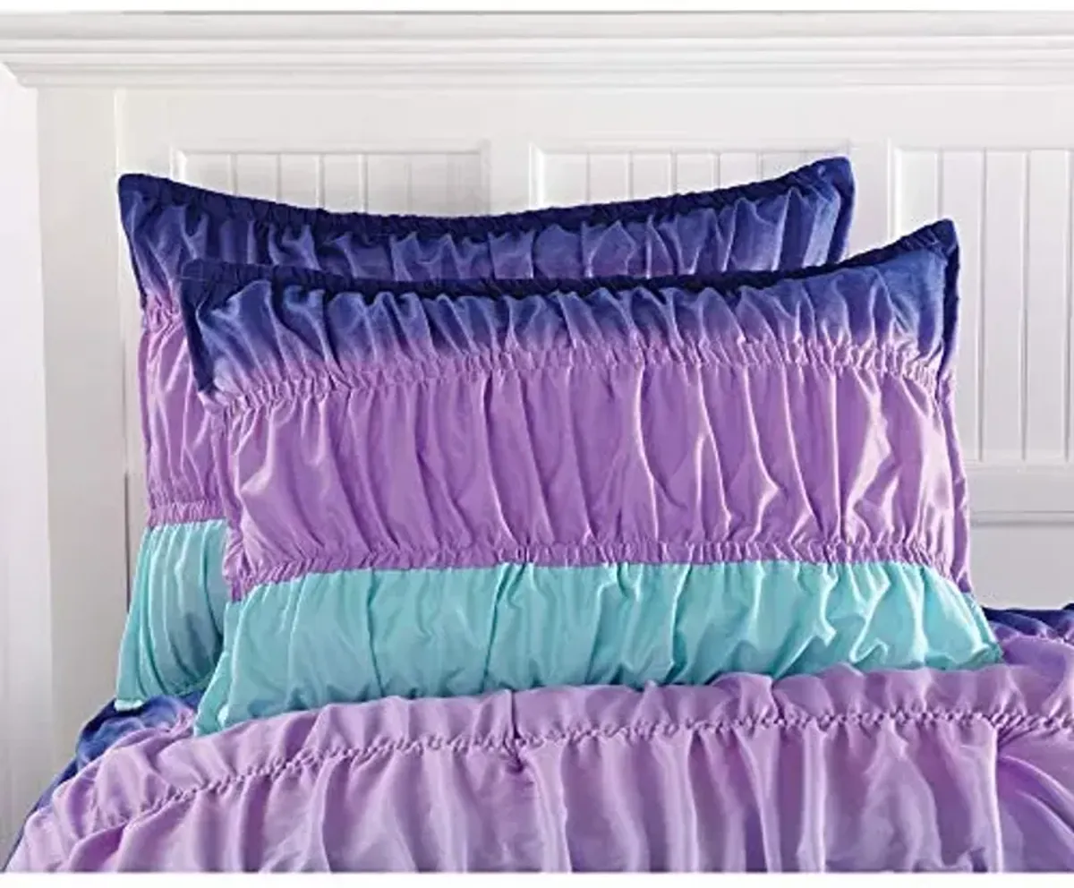 Heritage Kids Ruched 2 Piece Decorative Soft Comforter Set, Twin,
