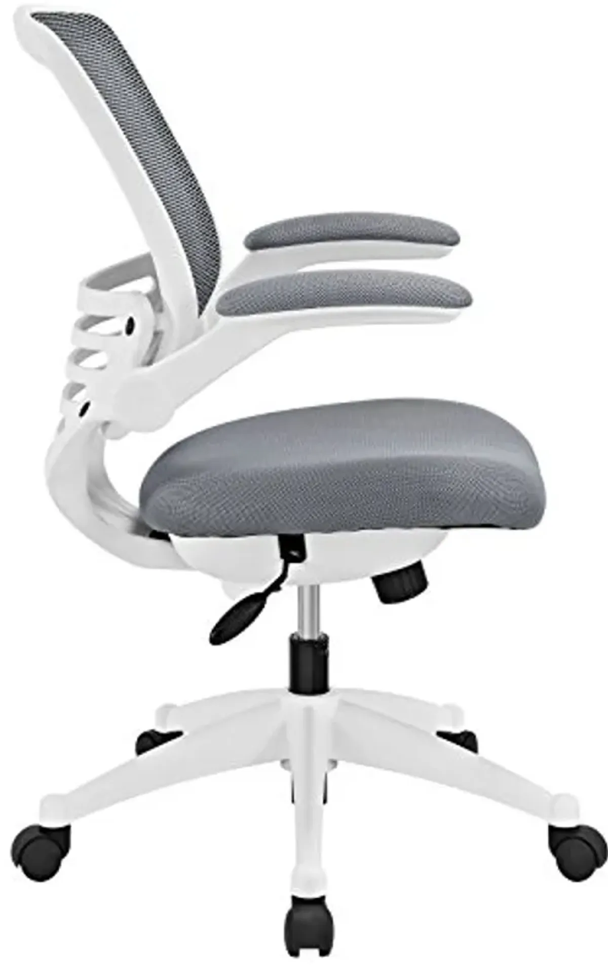 Modway Edge Mesh Office Chair with White Base and Flip-Up Arms in Gray - Perfect For Computer Desks