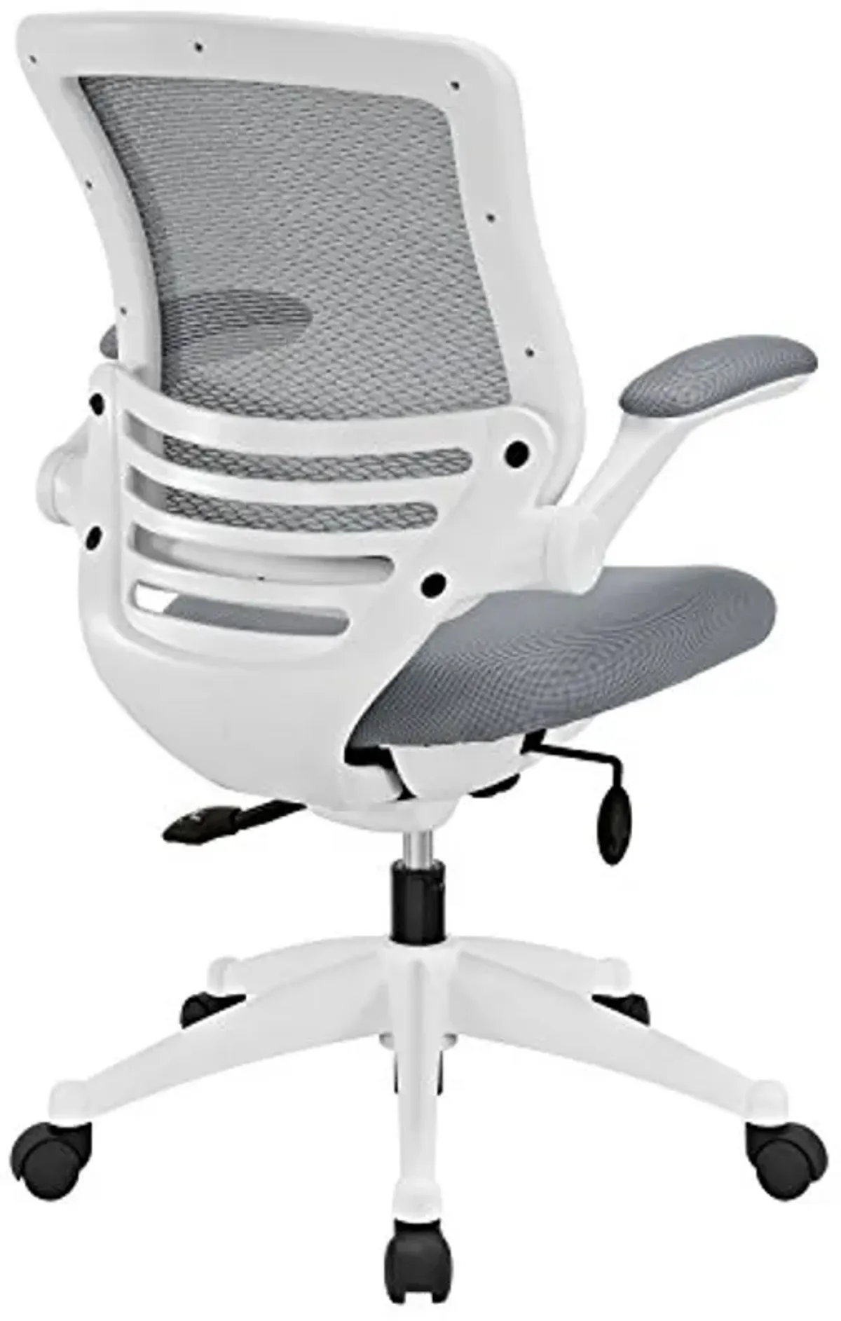 Modway Edge Mesh Office Chair with White Base and Flip-Up Arms in Gray - Perfect For Computer Desks