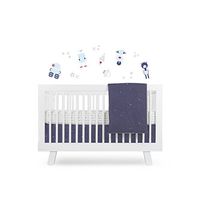Babyletto 5-Piece Nursery Crib Bedding Set, Fitted Crib Sheet, Crib Skirt, Play Blanket, Contour Changing Pad Cover & Wall Decals, Galaxy