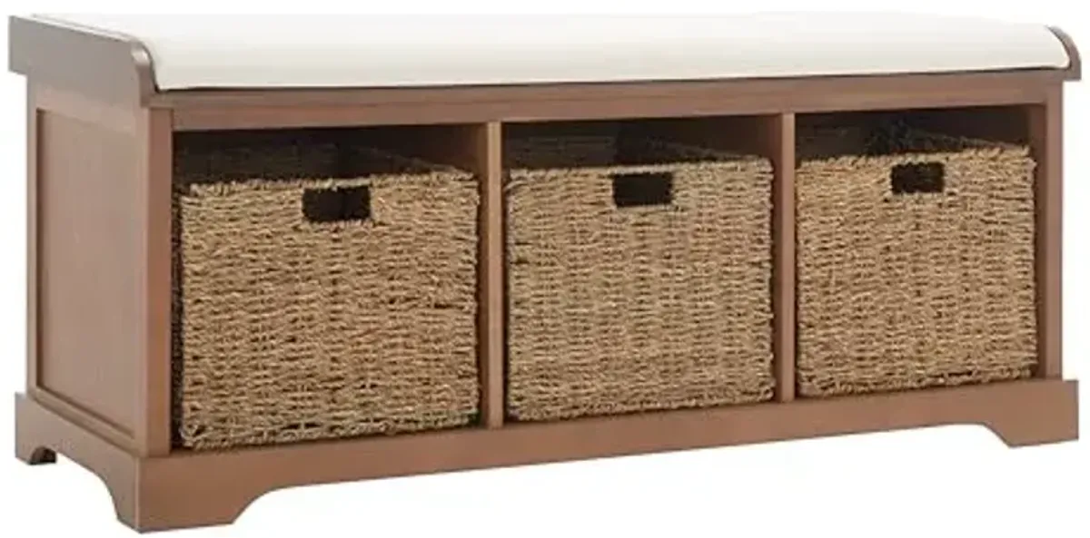 Safavieh American Homes Collection Lonan Grey and White Wicker Storage Bench