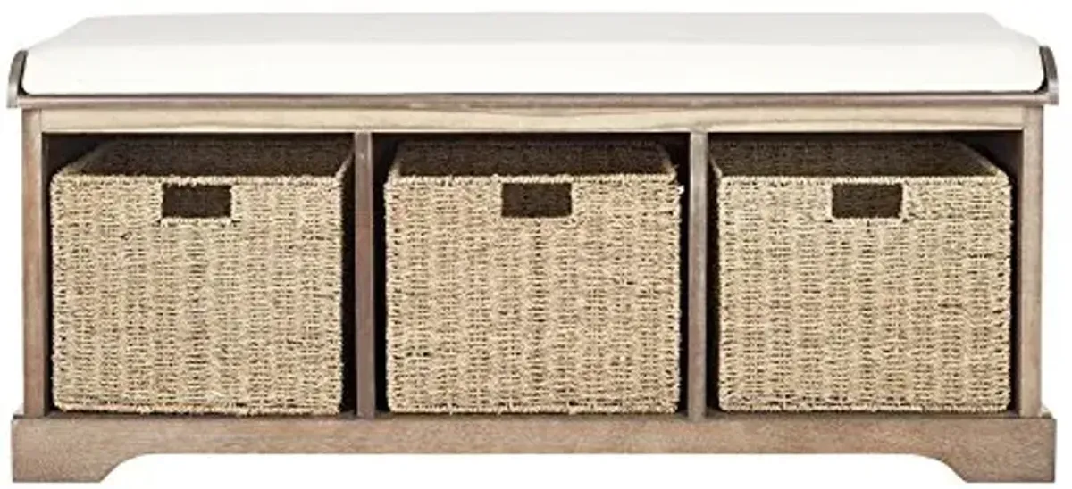 Safavieh American Homes Collection Lonan Grey and White Wicker Storage Bench
