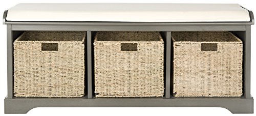 Safavieh American Homes Collection Lonan Grey and White Wicker Storage Bench, 0
