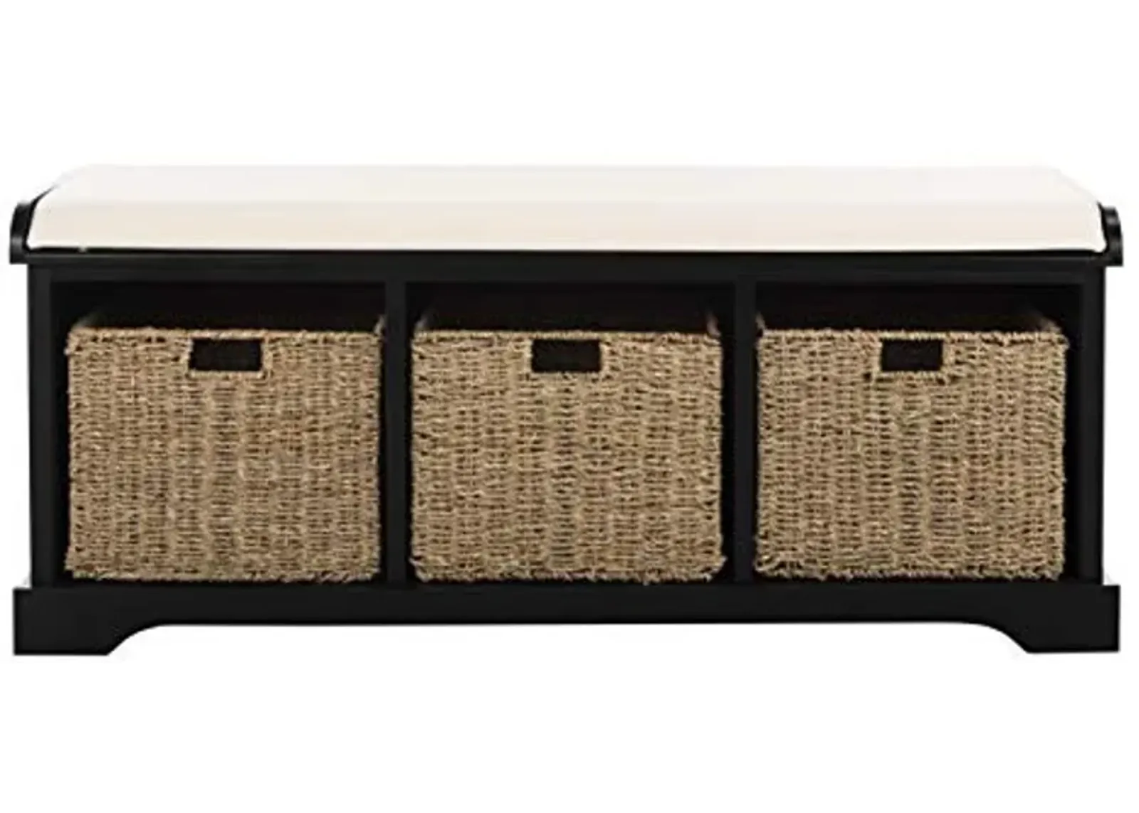 Safavieh Black American Homes Collection Lonan Grey and White Wicker Storage Bench, 0