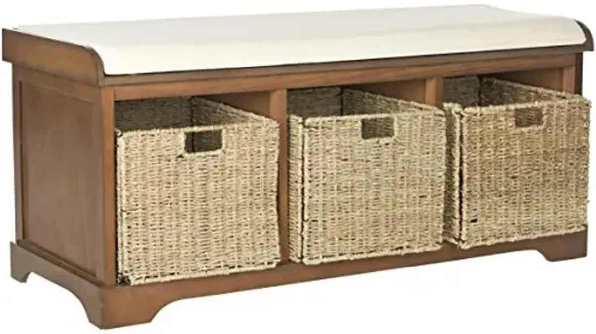 Safavieh American Homes Collection Lonan Grey and White Wicker Storage Bench