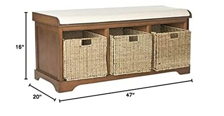 Safavieh American Homes Collection Lonan Grey and White Wicker Storage Bench, 0, Brown