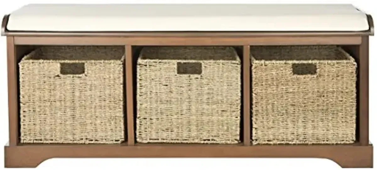 Safavieh American Homes Collection Lonan Grey and White Wicker Storage Bench