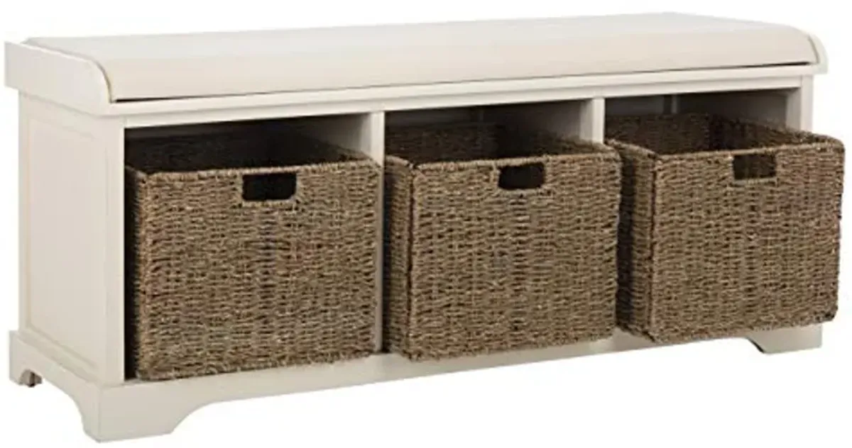 SAFAVIEH American Homes Collection Lonan Grey and White Wicker Storage Bench